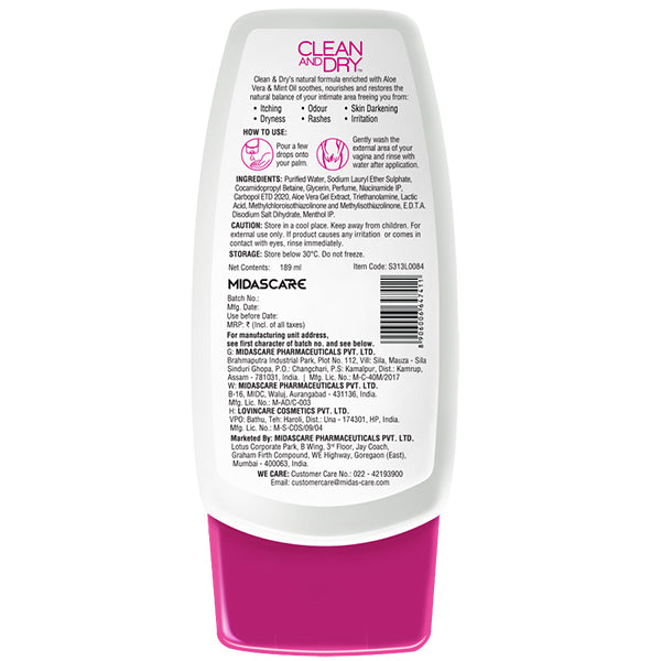 Clean & Dry Daily Intimate Wash - 190 ml