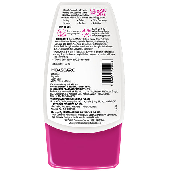 Clean &amp; Dry Daily Intimate Wash - 90 ml