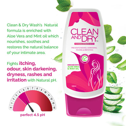 Clean &amp; Dry Daily Intimate Wash - 190 ml